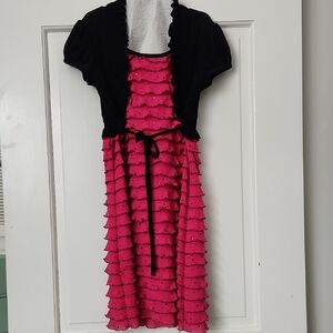 Speechless Pink and Black Ruffled Kids Dress